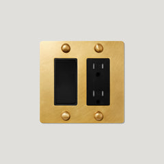 Plank Hardware JASPER 2G Rocker Switch & Outlet - Heritage Brass