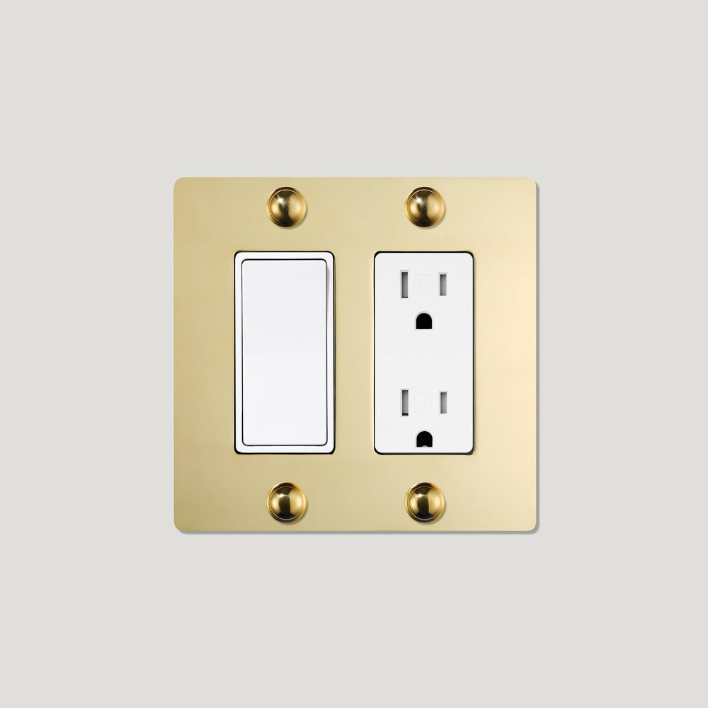 JASPER 2G Rocker Switch & Outlet - Unlacquered Brass