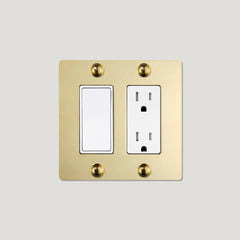 Plank Hardware JASPER 2G Rocker Switch & Outlet - Unlacquered Brass