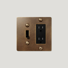 Plank Hardware JASPER 2G Toggle Switch & Outlet - Antique Brass