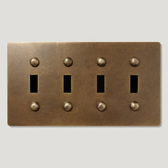 Plank Hardware JASPER 4G Toggle/Dimmer Plate - Antique Brass