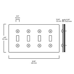 Plank Hardware JASPER 4G Toggle/Dimmer Plate - Polished Nickel