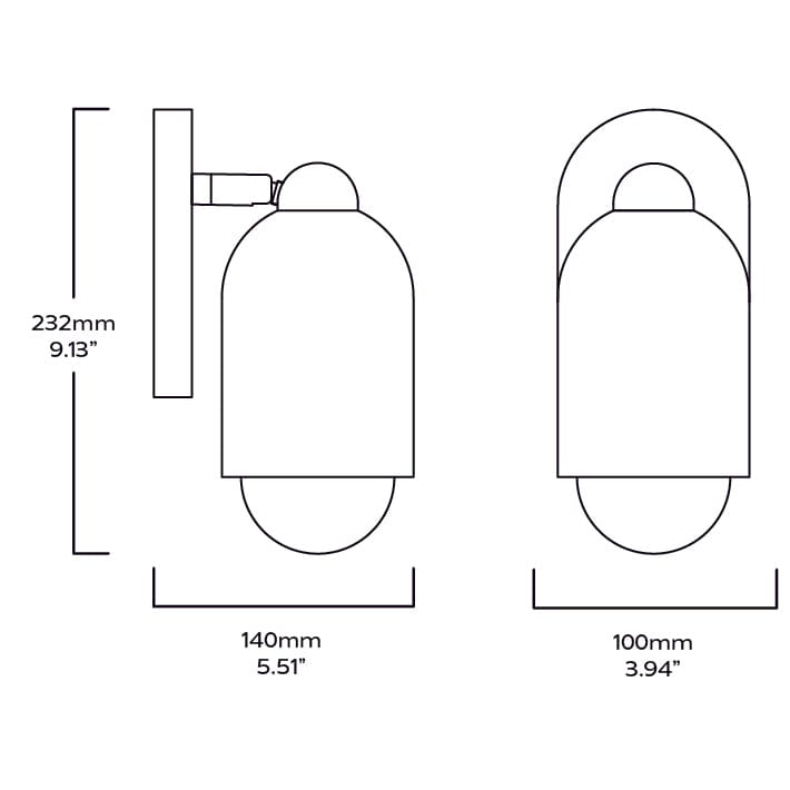 Plank Hardware jensen singular wall spotlight black 45672161804567