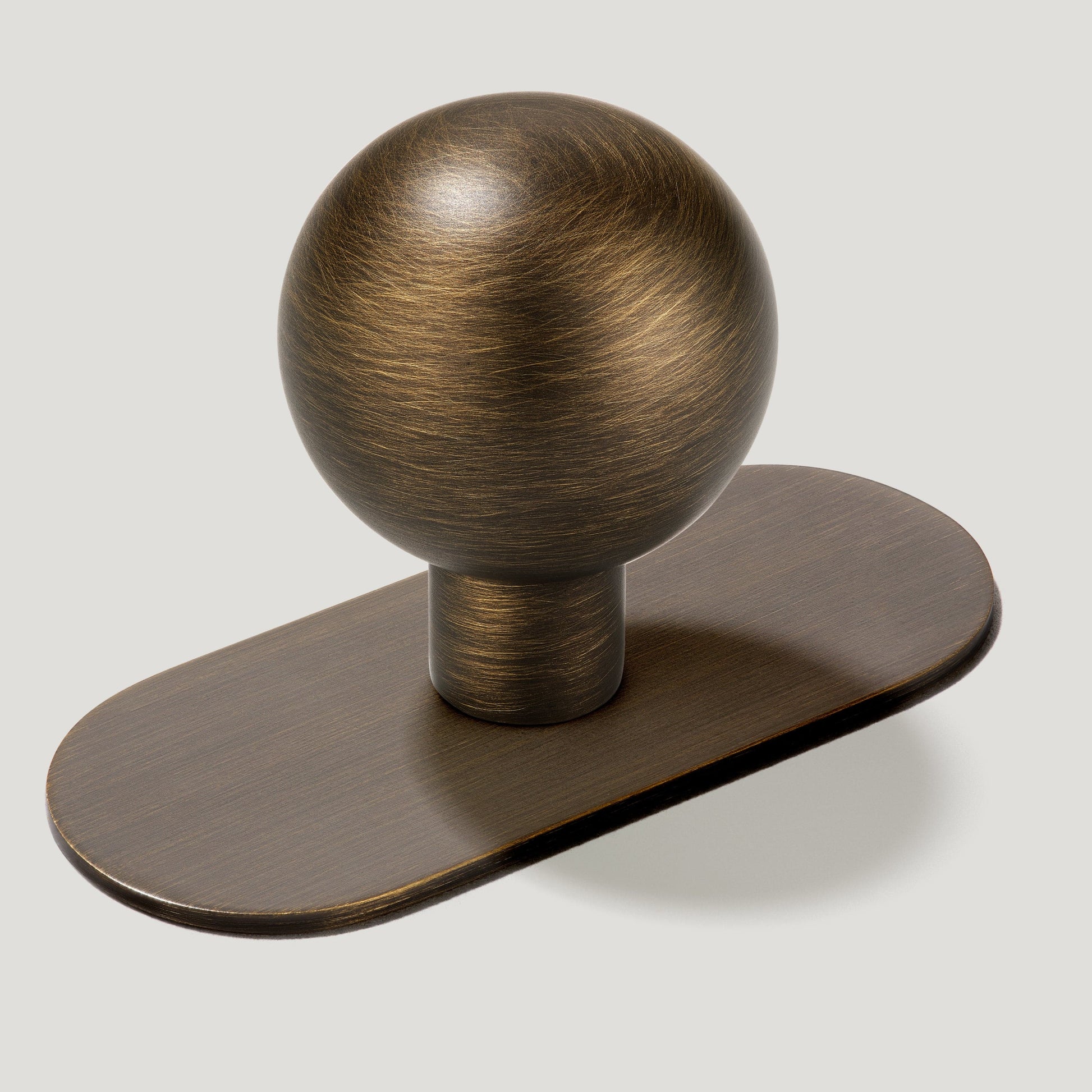 Plank Hardware Knob with Backplate BOBBIN Rounded Knob - Antique Brass