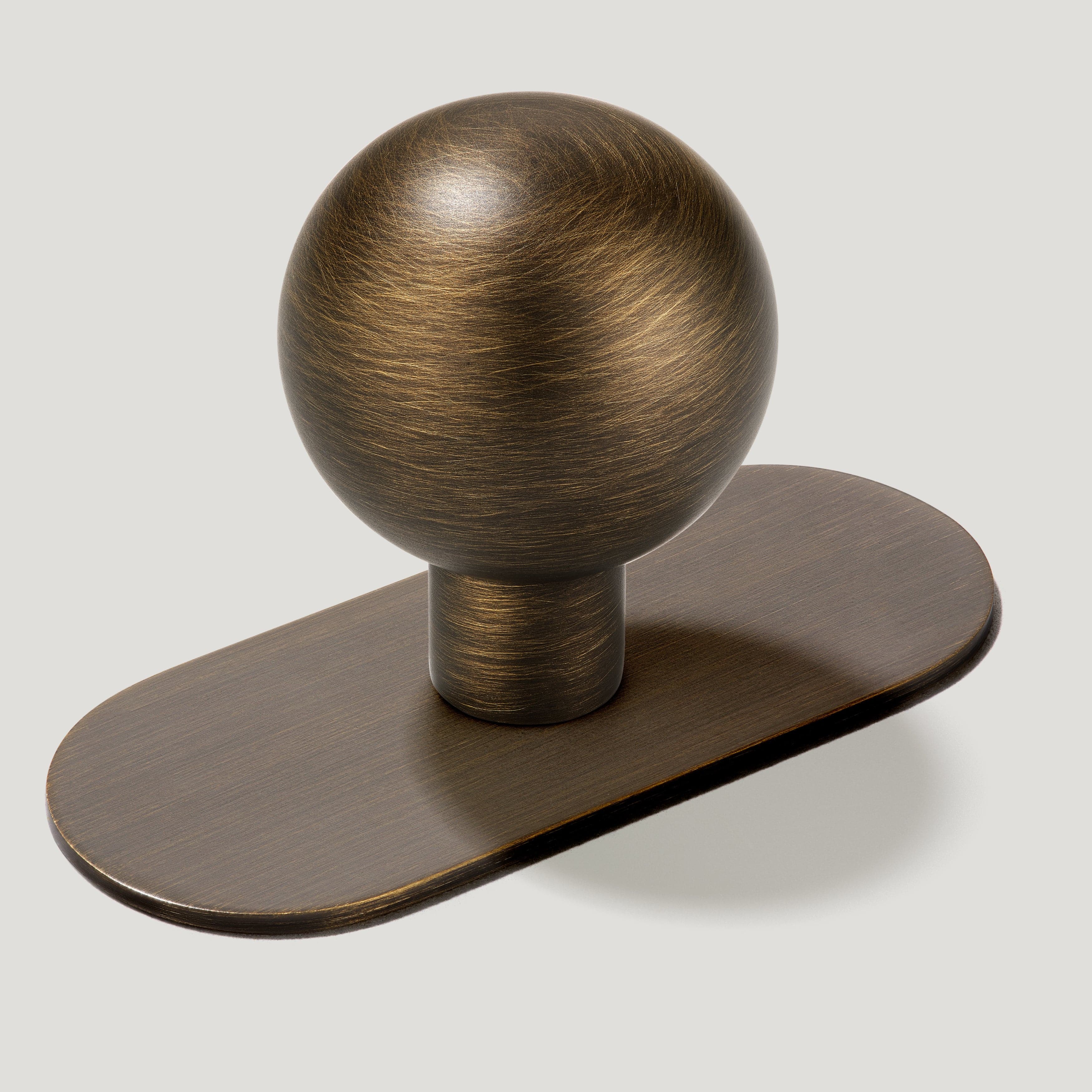 Plank Hardware Knob with Backplate BOBBIN Rounded Knob - Antique Brass