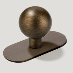 Plank Hardware Knob with Backplate BOBBIN Rounded Knob - Antique Brass
