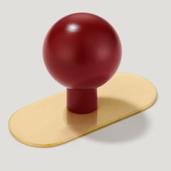 Plank Hardware Knob with Backplate BOBBIN Rounded Knob - Burgundy