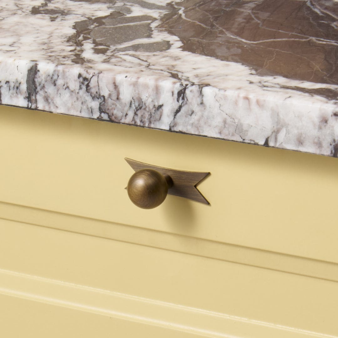 Plank Hardware Knob with Backplate ELIZA Ribbon Knob Backplate - Antique Brass