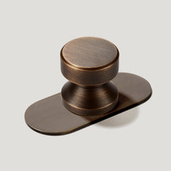 Plank Hardware Knob with Backplate FELIX Round Cabinet Knob - Antique Brass