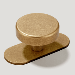 Plank Hardware Knob with Backplate HUDSON Shaker Cabinet Knob - Aged Brass