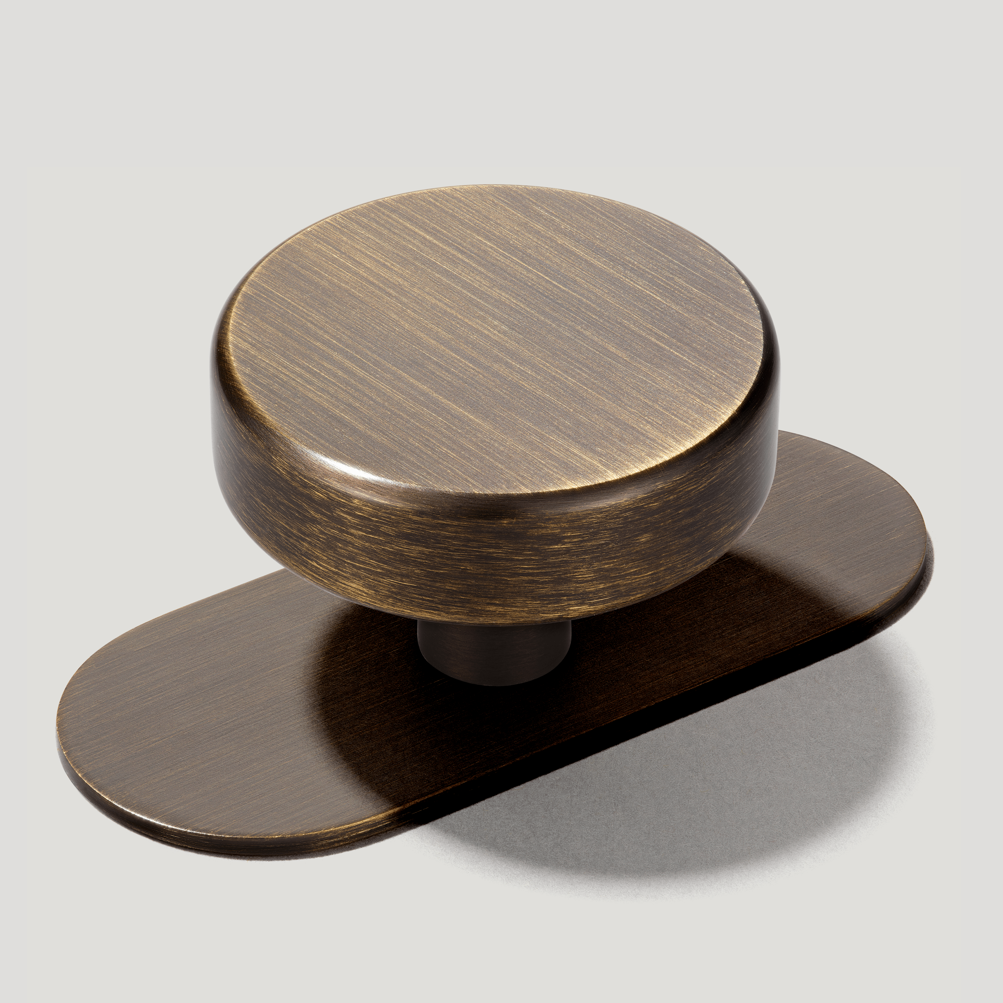 Plank Hardware Knob with Backplate HUDSON Shaker Cabinet Knob - Antique Brass