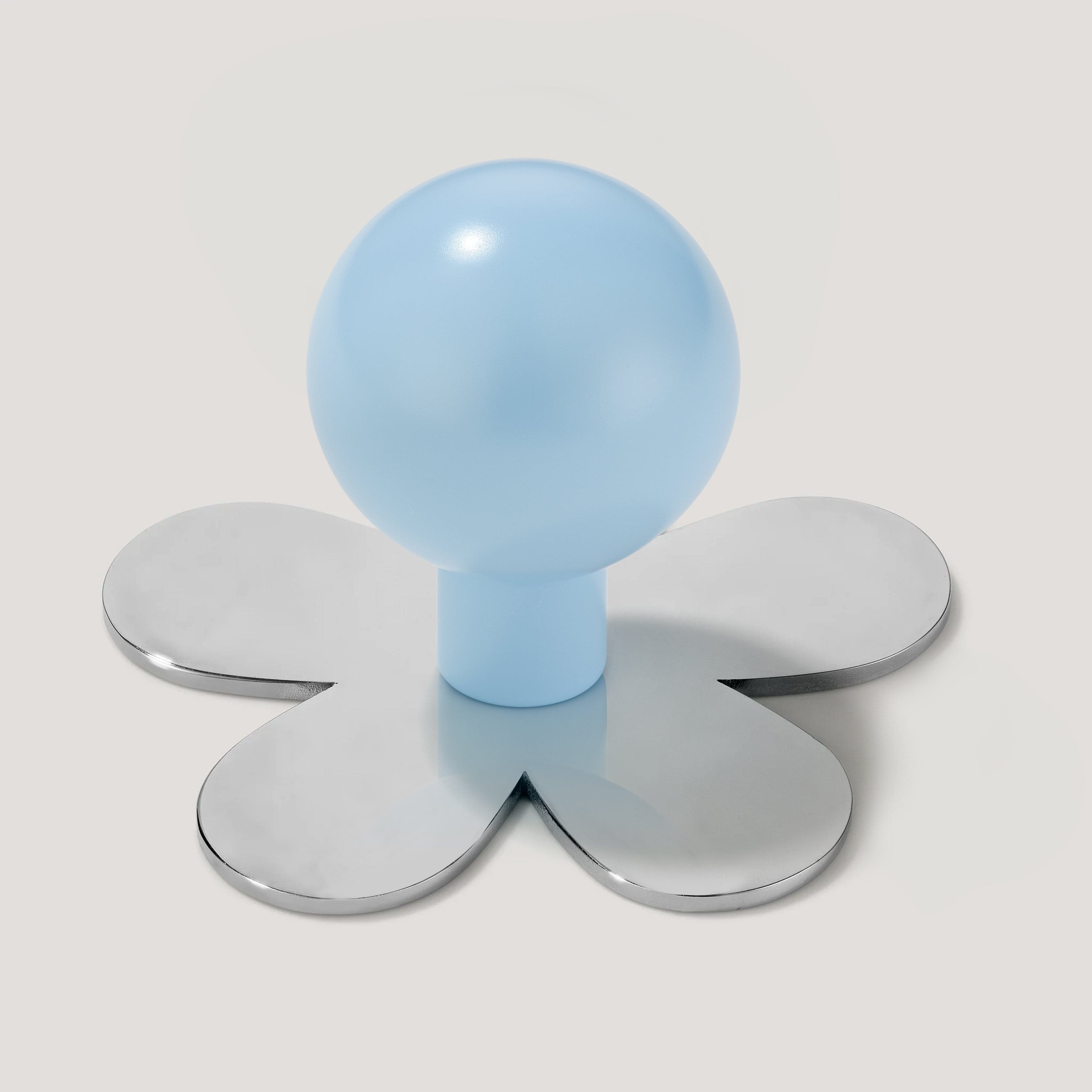 Plank Hardware Knob with Flower Backplate BOBBIN Rounded Knob - Light Blue