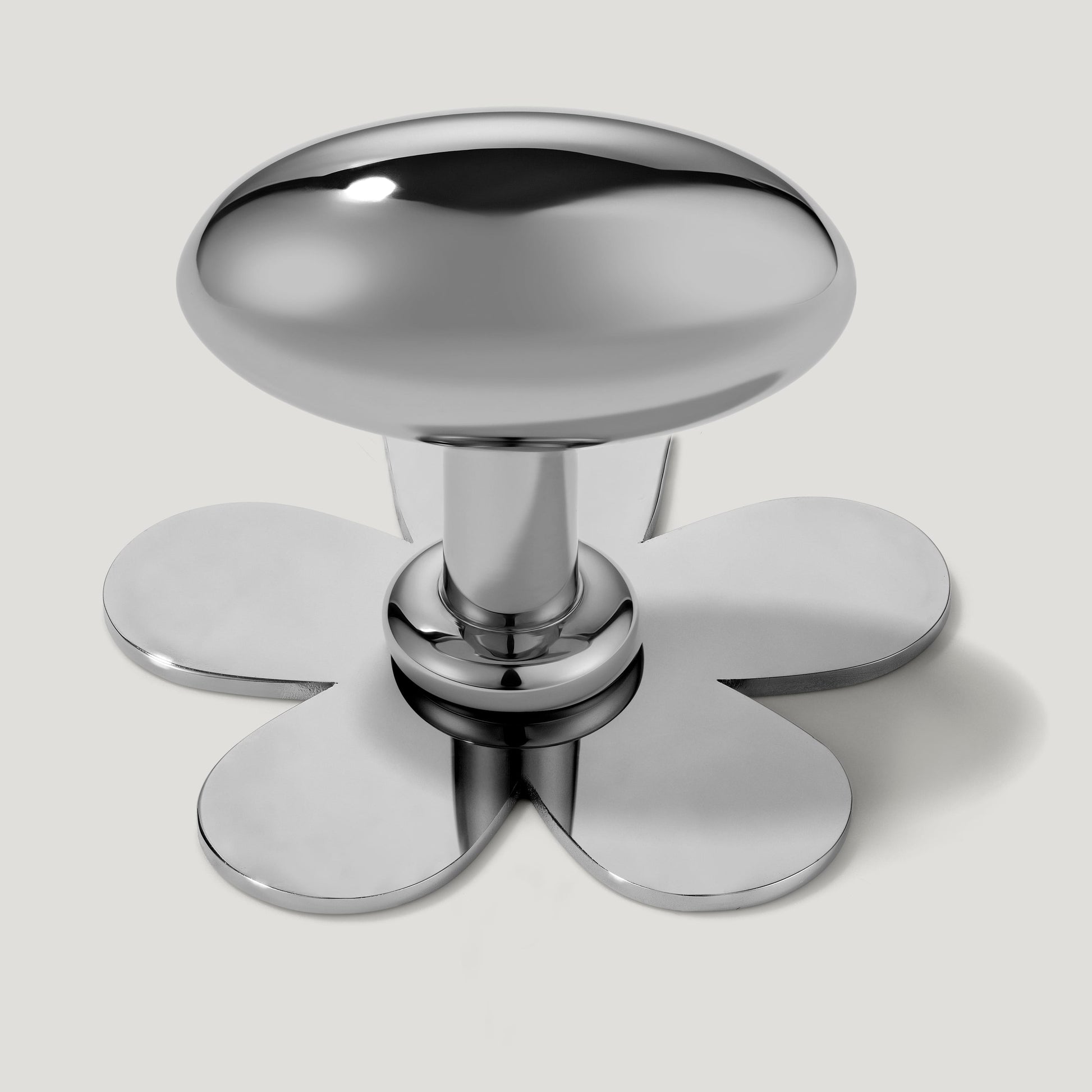 Plank Hardware Knob with Flower Backplate PEYTON Oval Cabinet Knob - Polished Nickel