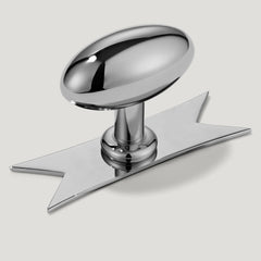 Plank Hardware Knob with Ribbon Backplate PEYTON Oval Cabinet Knob - Polished Nickel