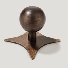 Plank Hardware Knob with Star Backplate BOBBIN Rounded Knob - Antique Brass
