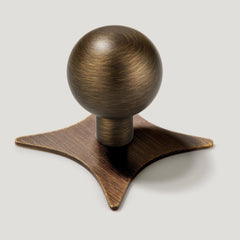 Plank Hardware Knob with Star Backplate BOBBIN Rounded Knob - Antique Brass