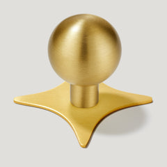 Plank Hardware Knob with Star Backplate BOBBIN Rounded Knob - Brass