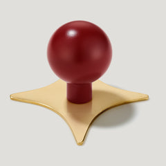 Plank Hardware Knob with Star Backplate BOBBIN Rounded Knob - Burgundy