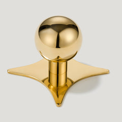 Plank Hardware Knob with Star Backplate BOBBIN Rounded Knob - Unlacquered Brass