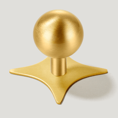Plank Hardware Knob with Star Backplate HALLEY Ball Cabinet Knob - Brass