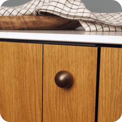 Plank Hardware koji round cabinet knob antique brass 43685941903639