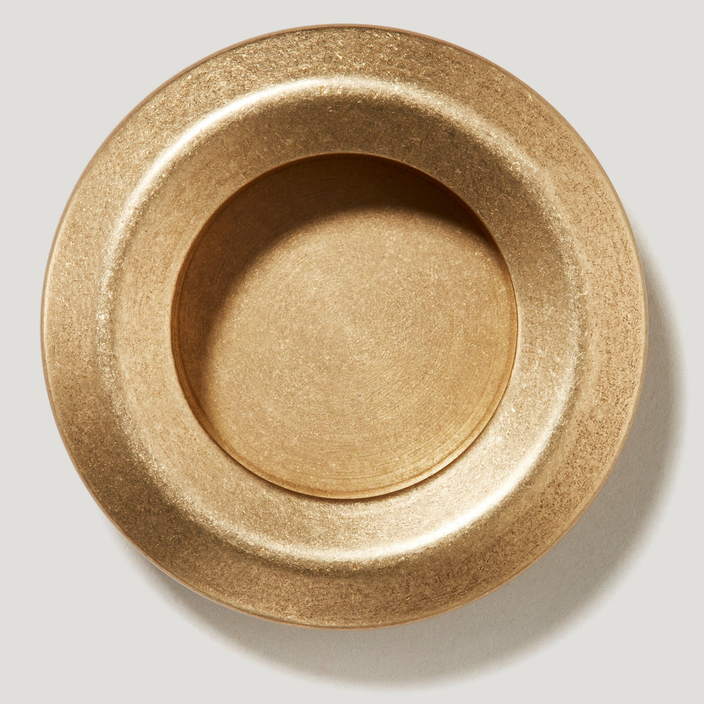 OLMO Round Recessed Pull - Aged Brass