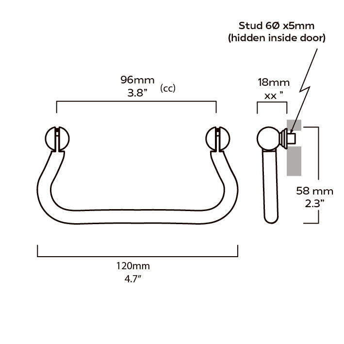 Plank Hardware OLSON Swing Pull - Polished Nickel