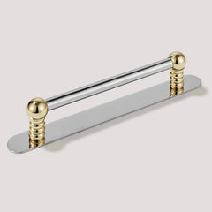 Plank Hardware Pull with Backplate ESBEN D Bar Pull - Polished Nickel & Unlacquered Brass