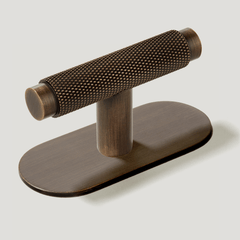 KEPLER Knurled Single T Pull - Antique Brass