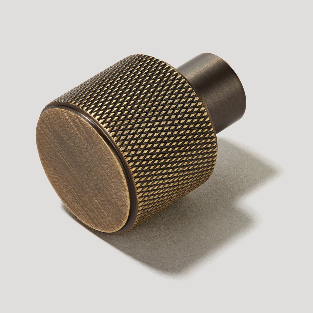 REVILL Knurled Button Cabinet Knob - Antique Brass