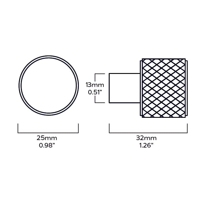Plank Hardware revill knurled button cabinet knob brass 40203649122583