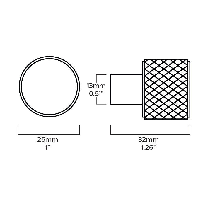 Plank Hardware REVILL Knurled Cabinet Knob - Brass