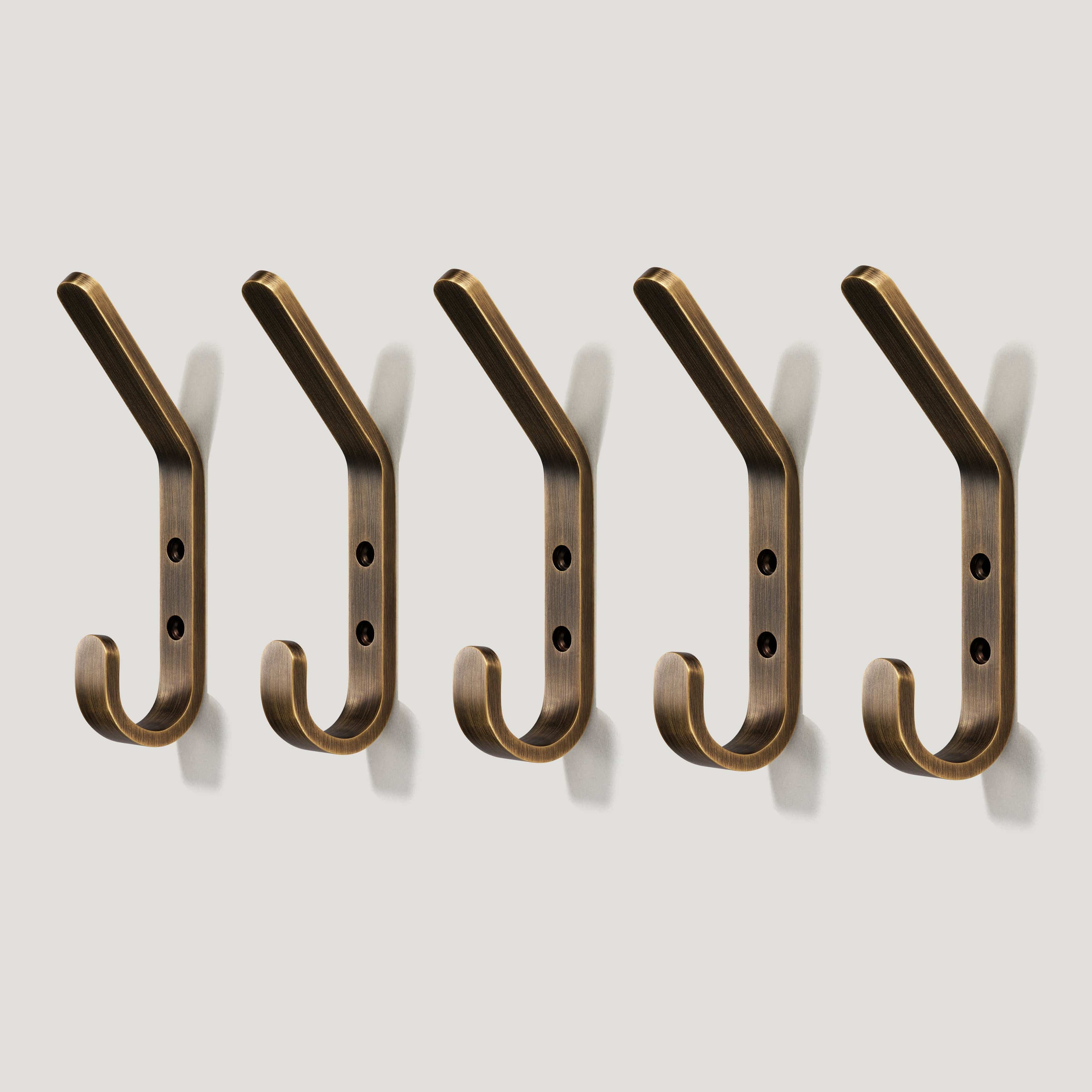 Plank Hardware Set of 5 Hooks HOFFMAN 6" Hook - Antique Brass