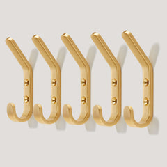 Plank Hardware set of 5 hooks hoffman tapered top wall hook brass 41665995997463