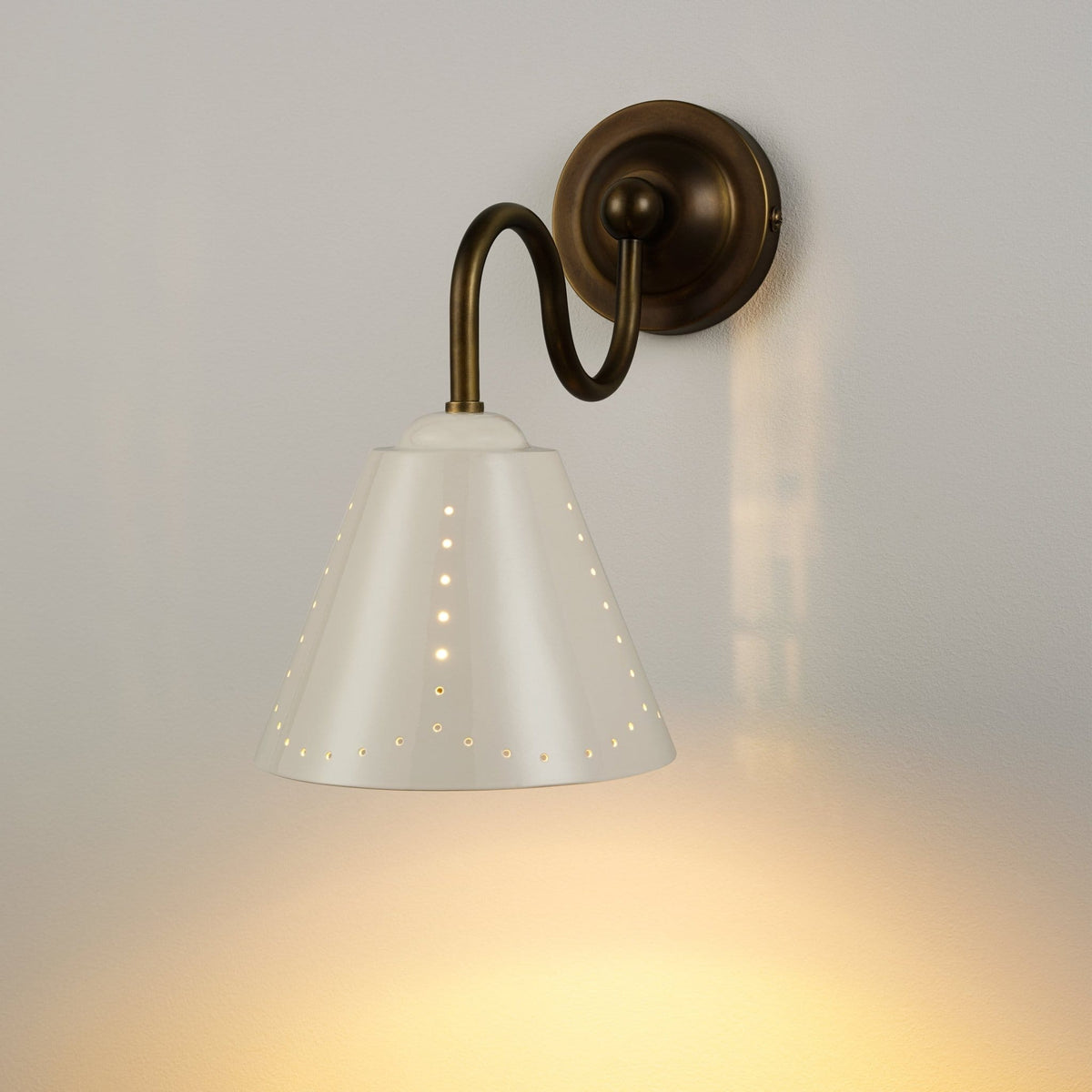 Plank Hardware STELLA Swivel Wall Light - Cream Enamel & Antique Brass
