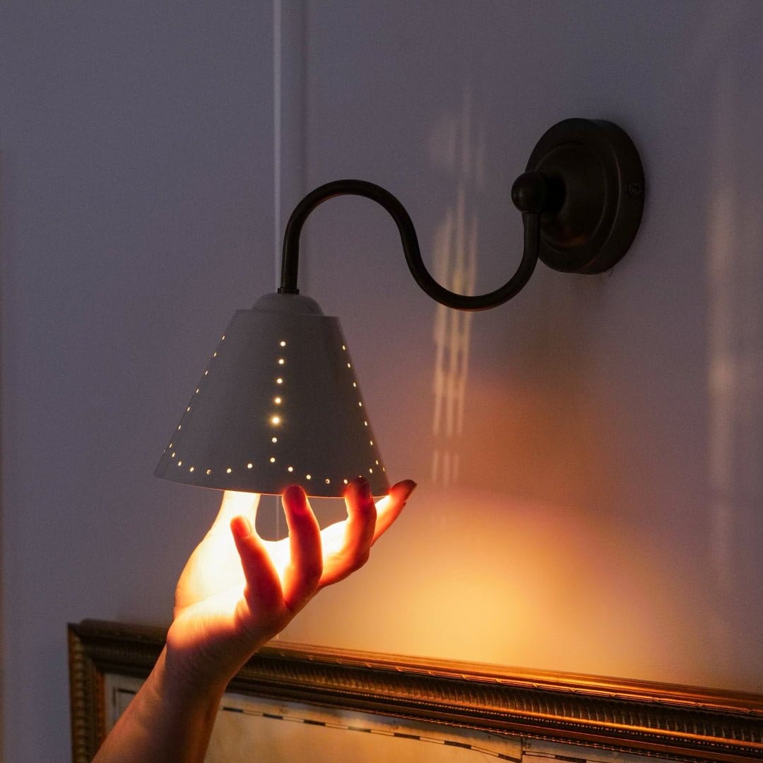 Plank Hardware STELLA Swivel Wall Light - Cream Enamel & Antique Brass