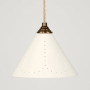 Plank Hardware VESPER Conical Pendant Light - Cream Enamel & Antique Brass