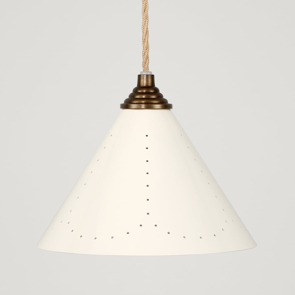 Plank Hardware VESPER Conical Pendant Light - Cream Enamel & Antique Brass
