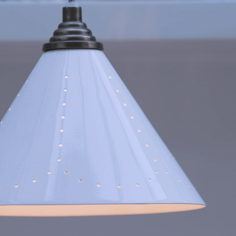 Plank Hardware VESPER Conical Pendant Light - Cream Enamel & Antique Brass