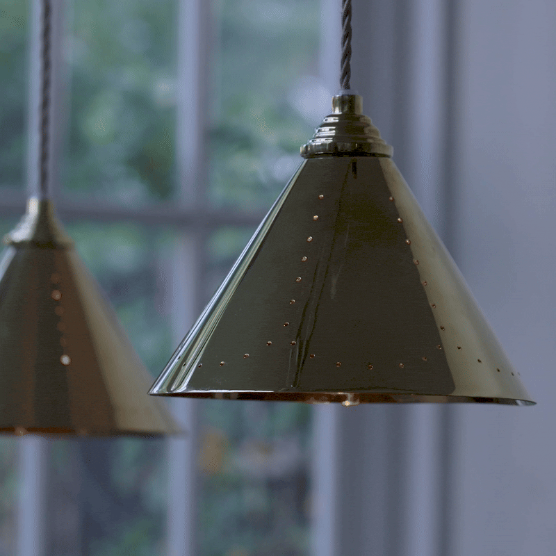 Plank Hardware VESPER Conical Pendant Light - Polished Brass